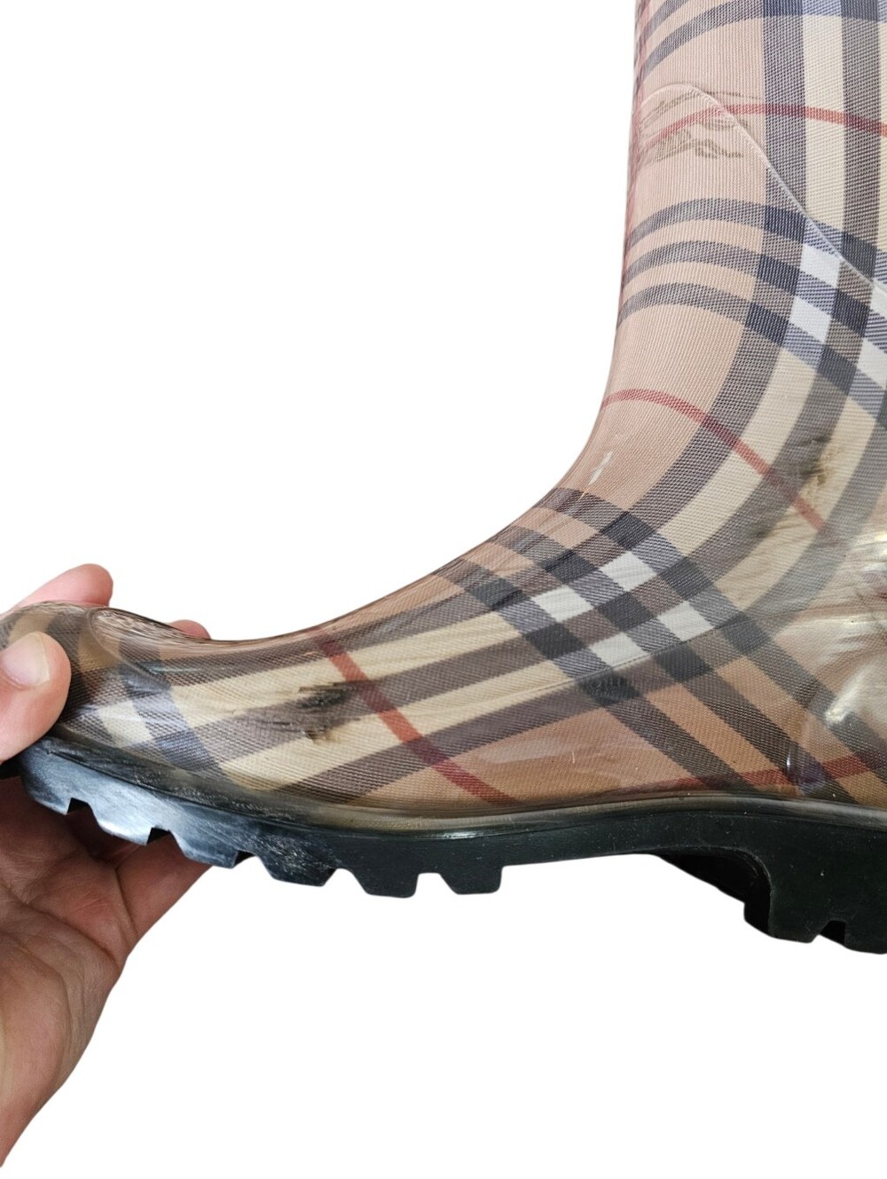 Burberry Plaid Check Tall Rain Boots Size 38 - Picture 7 of 12